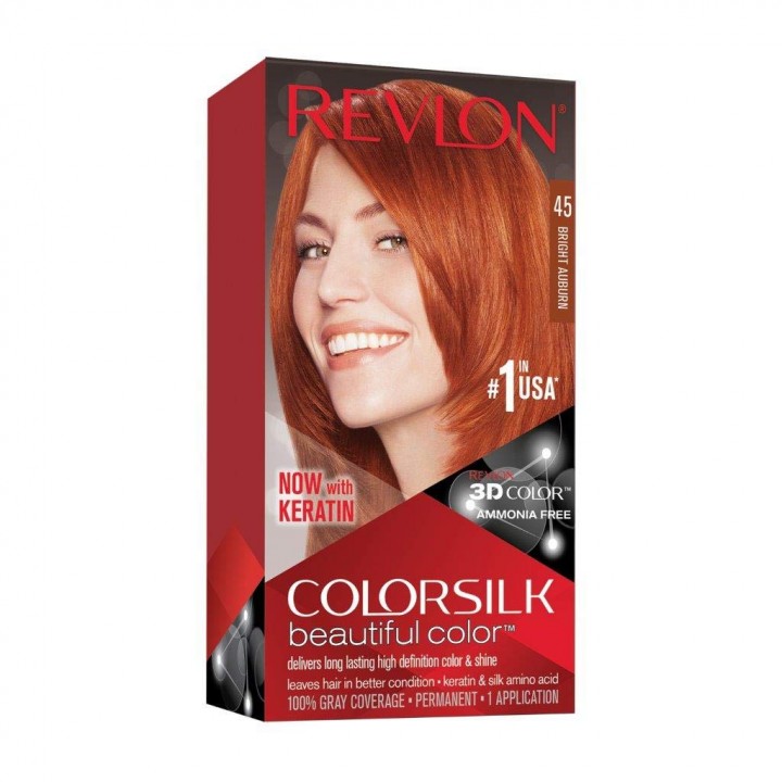45 - Перманентна боя за коса с кератин , Revlon Colorsilk Beautiful Color - Светло кестеняво