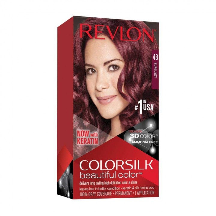 48 - Перманентна боя за коса с кератин , Revlon Colorsilk Beautiful Color - бургунди