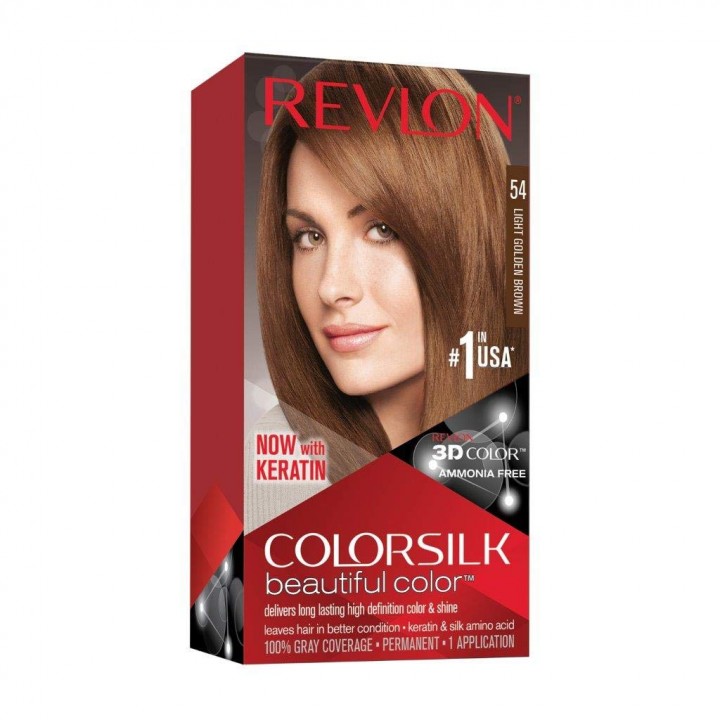 54- Перманентна боя за коса с кератин , Revlon Colorsilk Beautiful Color - светло златисто кафяво