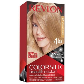 70- Перманентна боя за коса с кератин , Revlon Colorsilk Beautiful Color - средно пепеляво руса