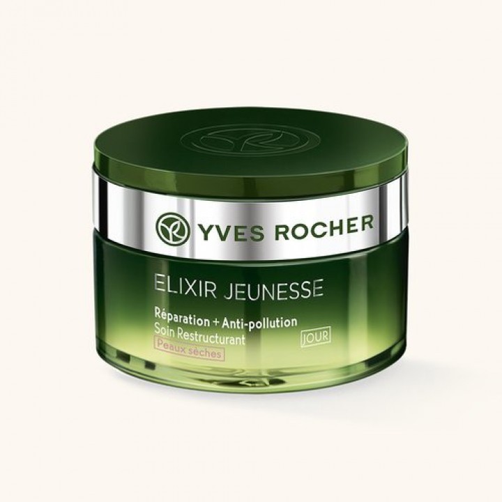 Дневен крем за суха кожа с двойно действие и детокс ELIXIR JEUNESSE 50 мл. от Yves Rocher Restructuring Day Care Repair* + Anti-pollution - Dry skin