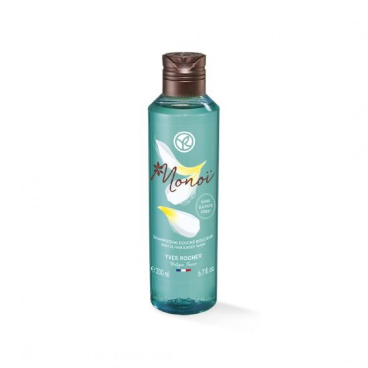 Шампоан душ 2 в 1 MONOI DE TAHITI 200 мл. Monoï Gentle Hair And Body Wash Yves Rocher Нежно измиване на косата и тялото 