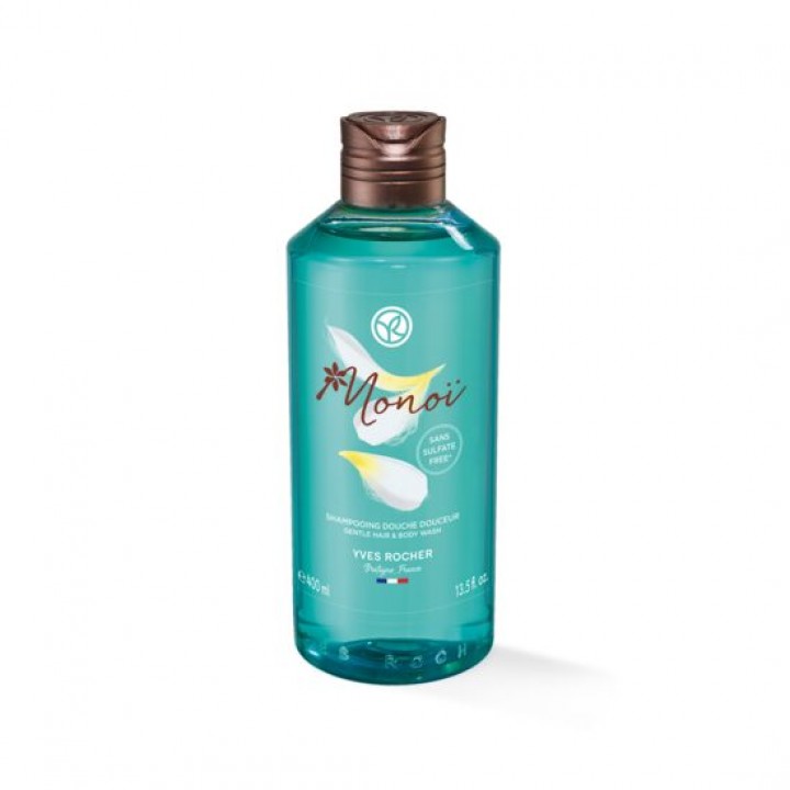 Шампоан душ 2 в 1 MONOI DE TAHITI 400 мл. Monoï Gentle Hair And Body Wash Yves Rocher Нежно измиване на косата и тялото 