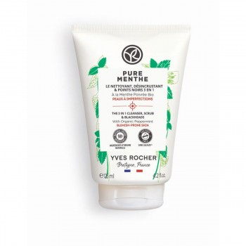 Почистващ ексфолиант 3 в 1  PURE MENTHE 125 мл. против черни точки The 3 in 1 Cleanser, Scrub & Blackheads от Yves Rocher